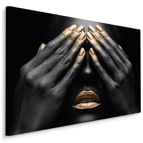 Obraz Portret Kobiety Złoty Make Up 30x20cm, 484806