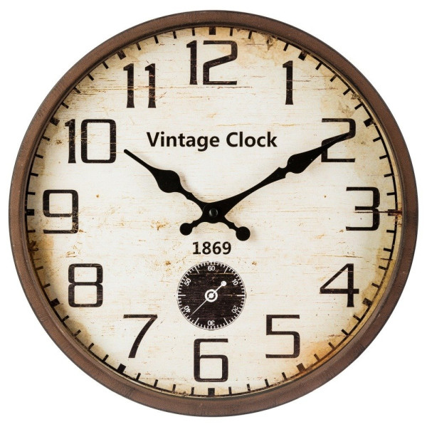 Zegar na ścianę Vintage, Ø 30 cm, wskazówkowy, 485680