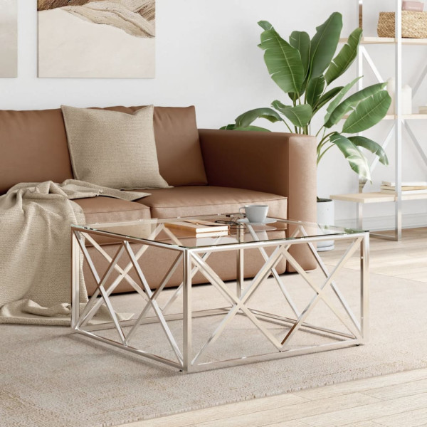Stolik Kawowy Ława Stół Srebrny Metalowy 80x80x40 Do Salonu Do Pokoju, 4887605