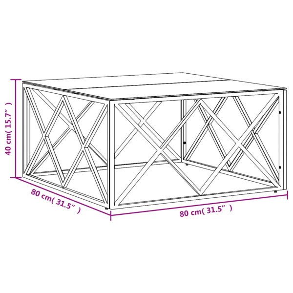 Stolik Kawowy Ława Stół Srebrny Metalowy 80x80x40 Do Salonu Do Pokoju, 4887609