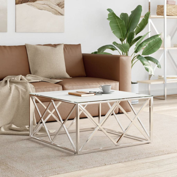 Stolik Kawowy Ława Stół Srebrny Metalowy 80x80x40 Do Salonu Do Pokoju, 4888388