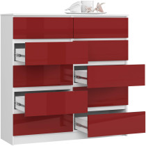 Komoda AKORD K120 Biała 120 cm Czerwony Połysk 120x40x121 cm