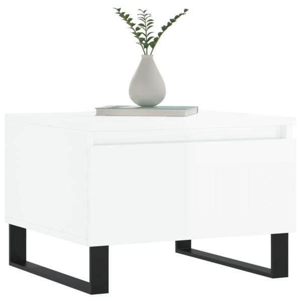 Stolik Kawowy Ława Stół Biały Połysk 50x46x35 Szuflady Do Salonu Do Pokoju, 4918450