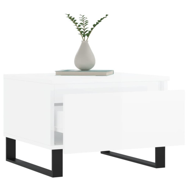 Stolik Kawowy Ława Stół Biały Połysk 50x46x35 Szuflady Do Salonu Do Pokoju, 4918451