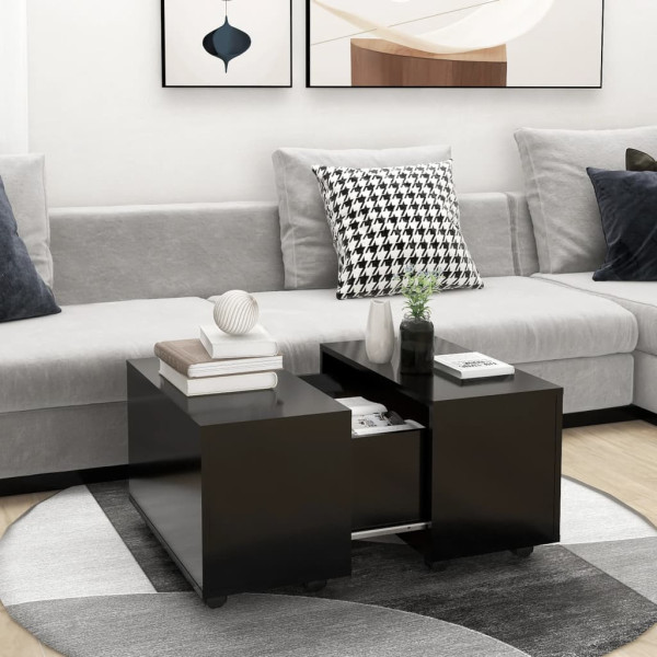 Stolik Kawowy Ława Stół Czarny 60x60x38 Kółka Do Salonu Do Pokoju, 4918718