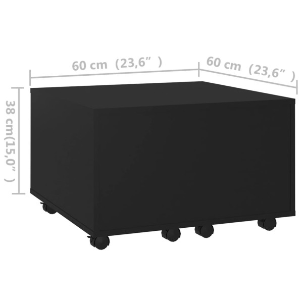 Stolik Kawowy Ława Stół Czarny 60x60x38 Kółka Do Salonu Do Pokoju, 4918724