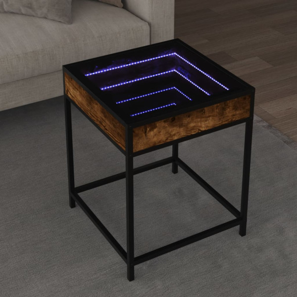 Stolik Kawowy Ława Stół Brązowy 40x40x51 Oświetlenie Led Do Salonu, 4919504