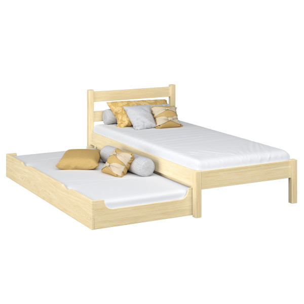 Drewniane łóżko pojedyncze z szufladą na materac N01 120x200, 491967