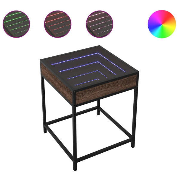 Stolik Kawowy Ława Stół Brązowy 40x40x51 Oświetlenie Led Do Salonu, 4919865