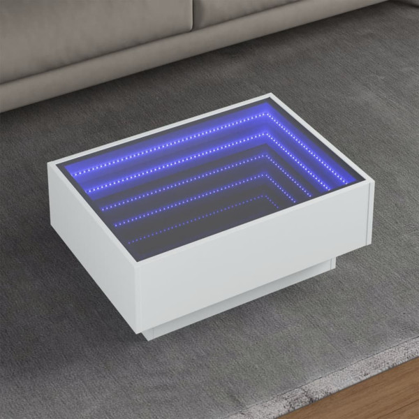 Stolik Kawowy Ława Stół Biały 70x50x30 Oświetlenie Led Do Salonu Do Pokoju, 4920552