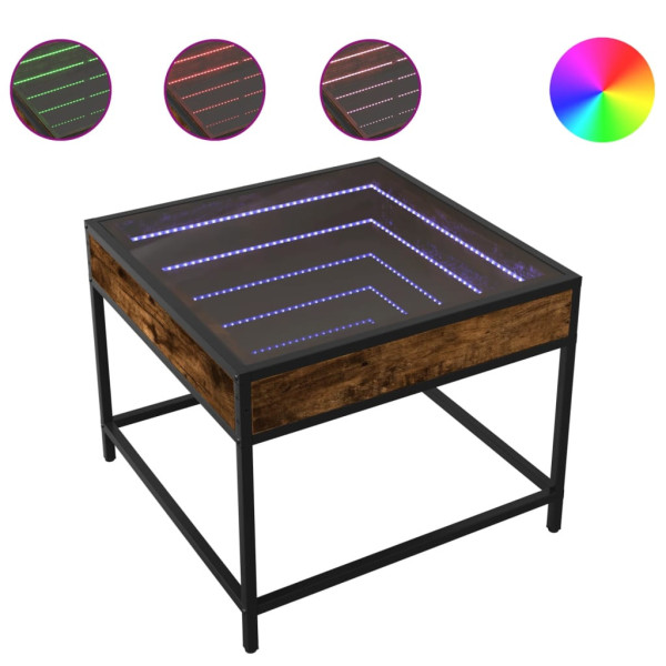 Stolik Kawowy Ława Stół Brązowy 50x50x41 Oświetlenie Led Do Salonu, 4921020