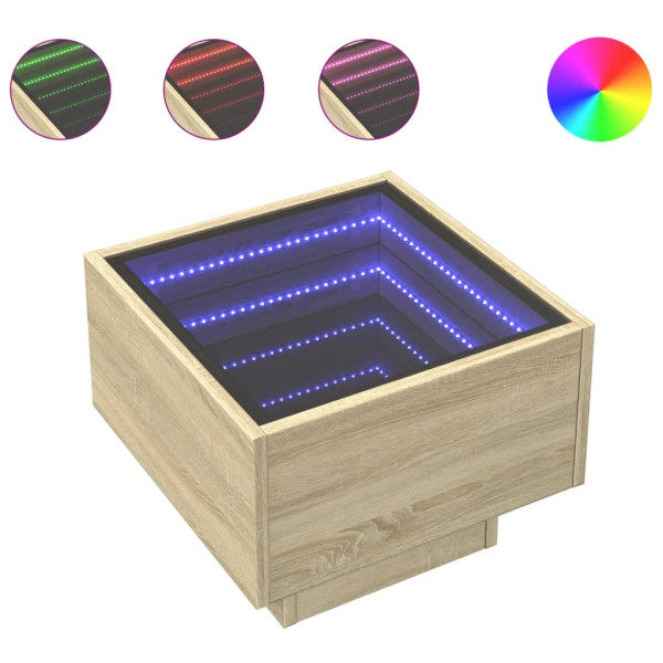 Stolik Kawowy Ława Stół Brązowy 40x40x30 Oświetlenie Led Do Salonu, 4922005