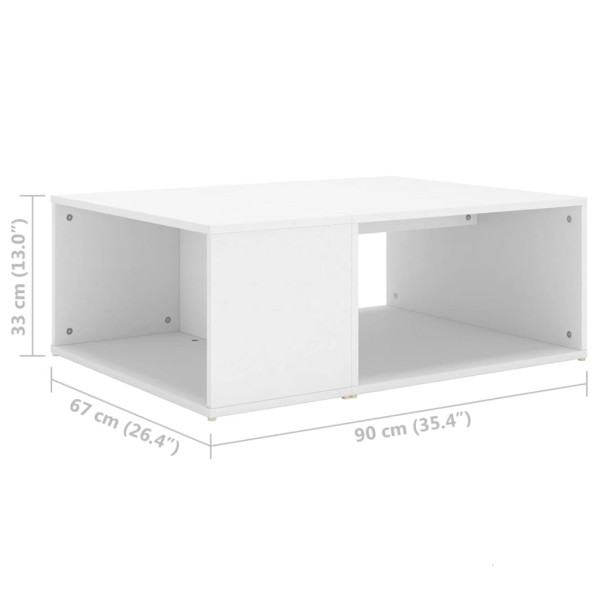 Stolik Kawowy Ława Stół Biały 90x67x33 Półka Do Salonu Do Pokoju, 4922255