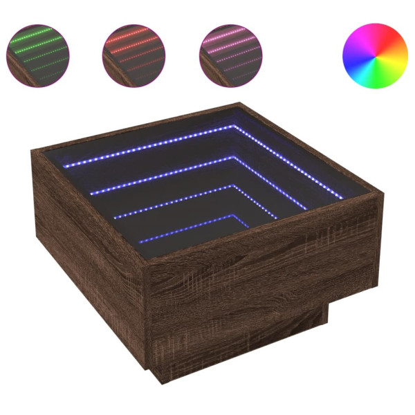 Stolik Kawowy Ława Stół Brązowy 50x50x30 Oświetlenie Led Do Salonu, 4922303