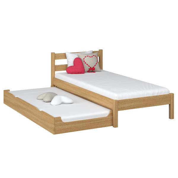 Dębowe łóżko pojedyncze z szufladą na materac N01 90x200, 492239