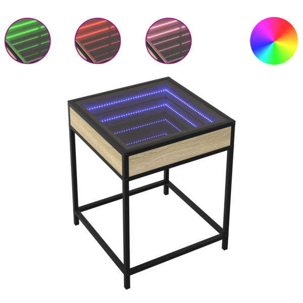 Stolik Kawowy Ława Stół Brązowy 40x40x51 Oświetlenie Led Do Salonu, 4922660