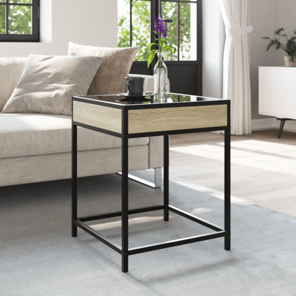 Stolik Kawowy Ława Stół Brązowy 40x40x51 Oświetlenie Led Do Salonu, 4922662