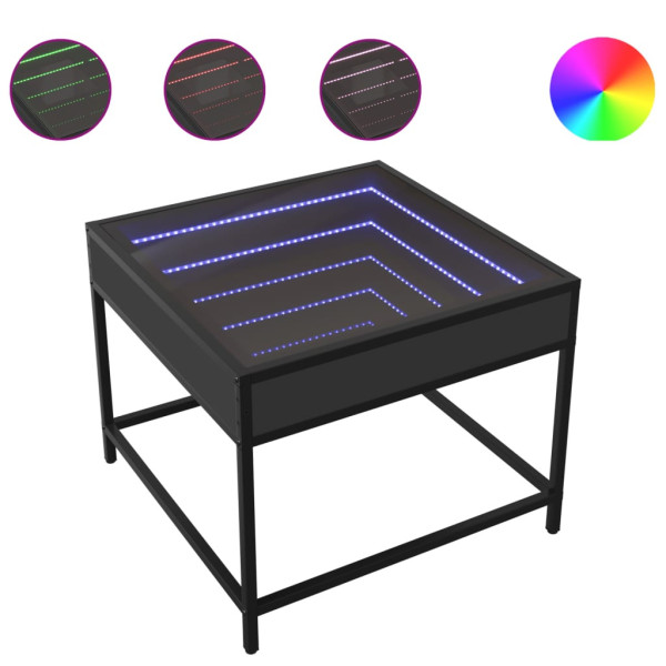 Stolik Kawowy Ława Stół Czarny 50x50x41 Oświetlenie Led Do Salonu Do Pokoju, 4923019
