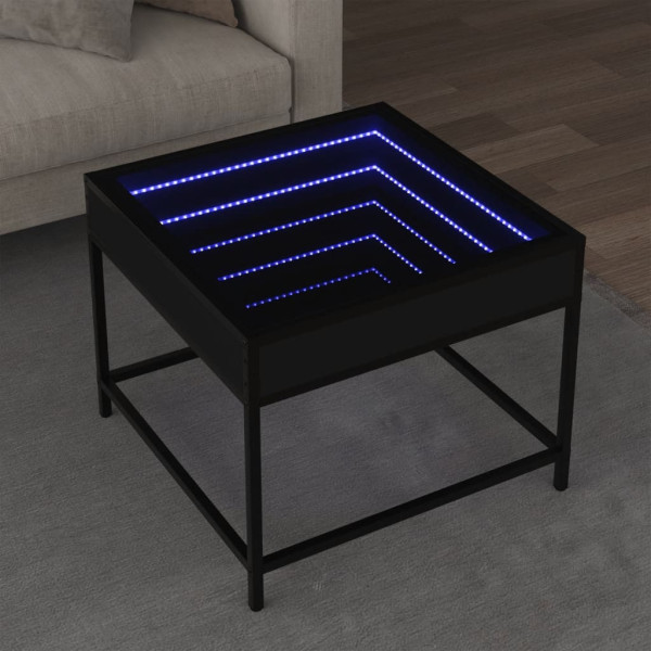Stolik Kawowy Ława Stół Czarny 50x50x41 Oświetlenie Led Do Salonu Do Pokoju, 4923020