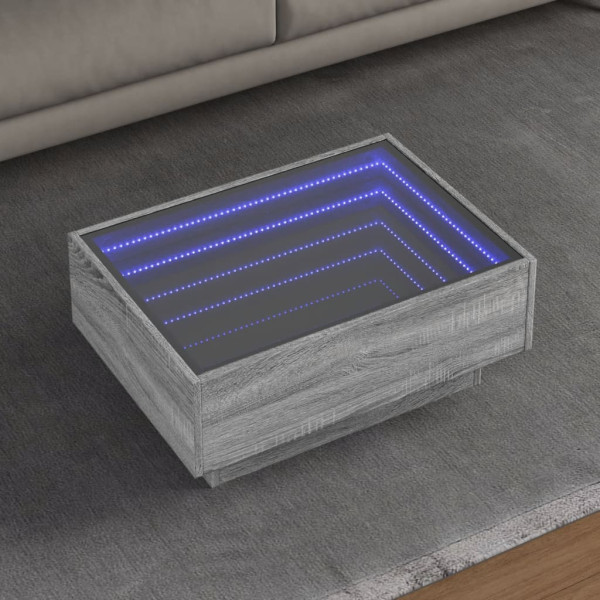 Stolik Kawowy Ława Stół Szary 70x50x30 Oświetlenie Led Do Salonu Do Pokoju, 4923260