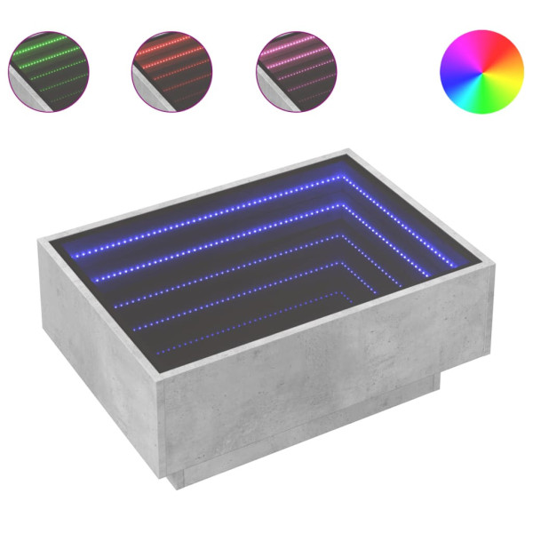 Stolik Kawowy Ława Stół Szary 70x50x30 Oświetlenie Led Do Salonu Do Pokoju, 4923379