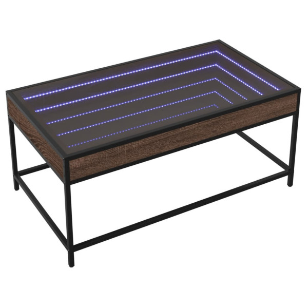 Stolik Kawowy Ława Stół Brązowy 90x50x41 Oświetlenie Led Do Salonu, 4923902