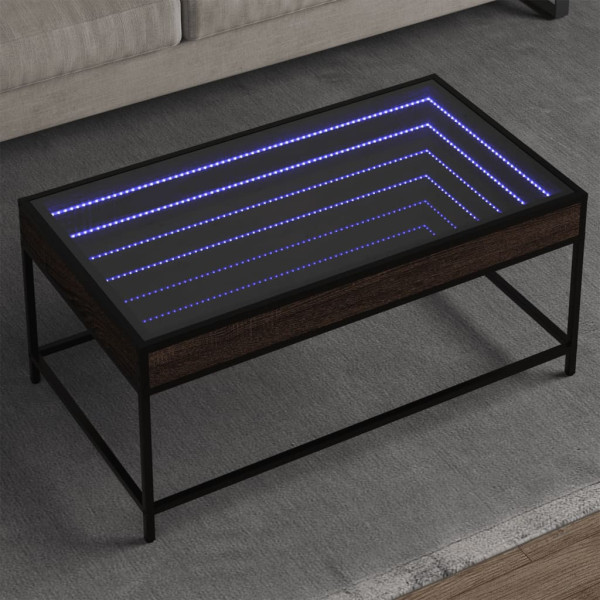 Stolik Kawowy Ława Stół Brązowy 90x50x41 Oświetlenie Led Do Salonu, 4923904