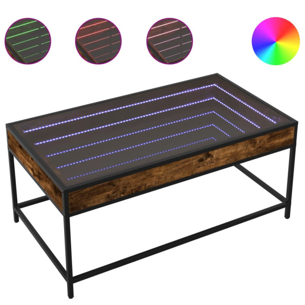 Stolik Kawowy Ława Stół Brązowy 90x50x41 Oświetlenie Led Do Salonu, 4923958
