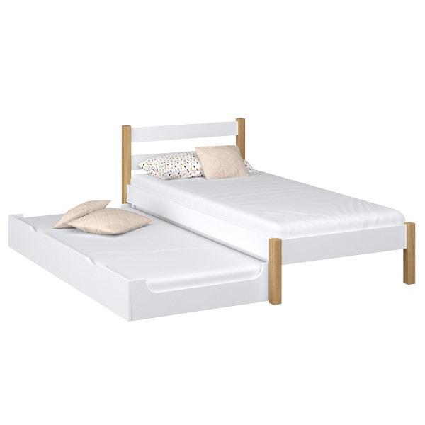 Drewniane łóżko pojedyncze z szufladą na materac N01 120x180, 492398