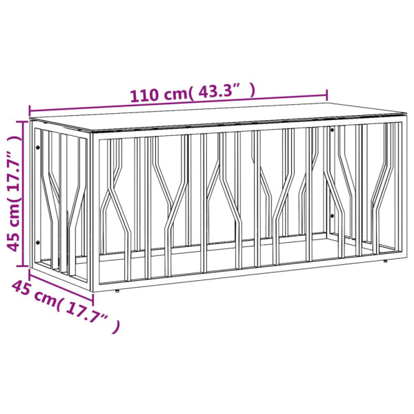 Stolik Kawowy Ława Stół Srebrny 110x45x45 Do Salonu Do Pokoju, 4924387