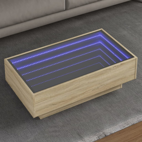 Stolik Kawowy Ława Stół Brąz 90x50x30 Oświetlenie Led Do Salonu Do Pokoju, 4924529