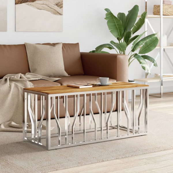 Stolik Kawowy Ława Stół Srebrny Metalowy 110x45x45 Do Salonu Do Pokoju, 4925518
