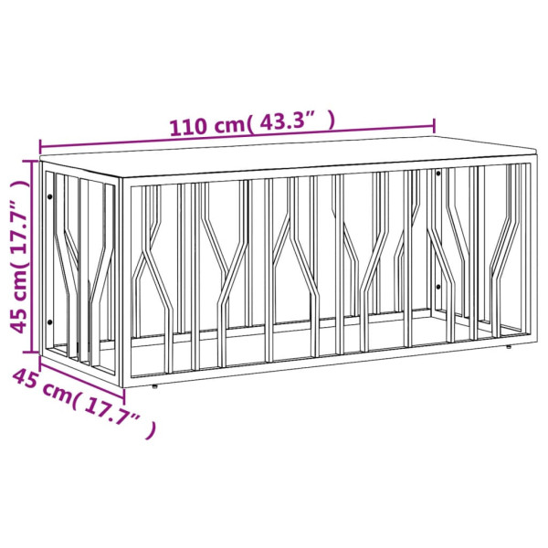 Stolik Kawowy Ława Stół Srebrny Metalowy 110x45x45 Do Salonu Do Pokoju, 4925522
