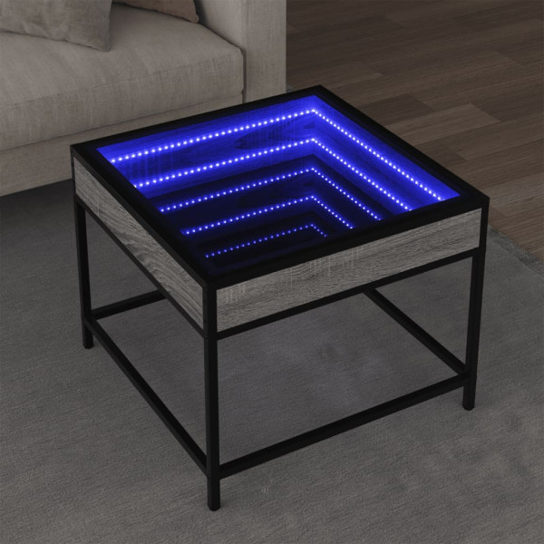 Stolik Kawowy Ława Stół Szary 50x50x41 Oświetlenie Led Do Salonu Do Pokoju, 4925799