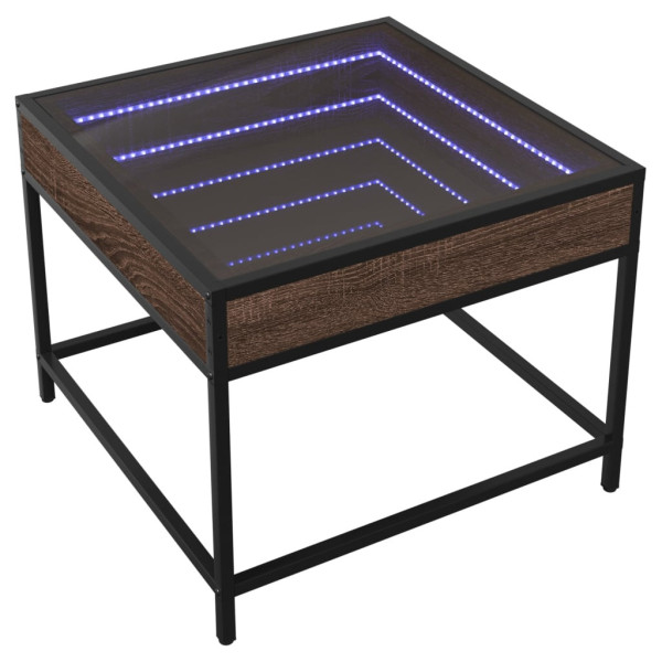 Stolik Kawowy Ława Stół Brązowy 50x50x41 Oświetlenie Led Do Salonu, 4925972