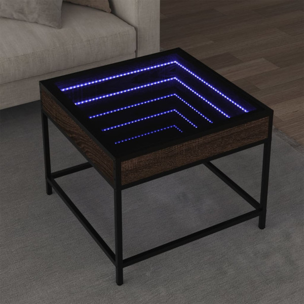 Stolik Kawowy Ława Stół Brązowy 50x50x41 Oświetlenie Led Do Salonu, 4925974