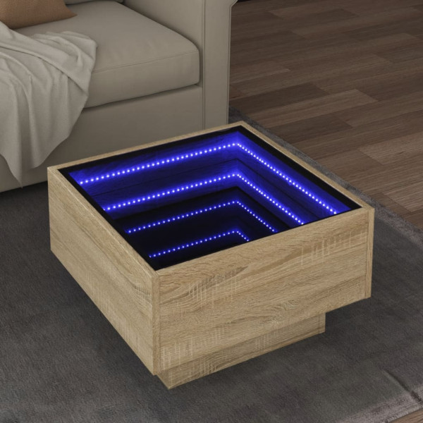 Stolik Kawowy Ława Stół Brąz 50x50x30 Oświetlenie Led Do Salonu Do Pokoju, 4926023