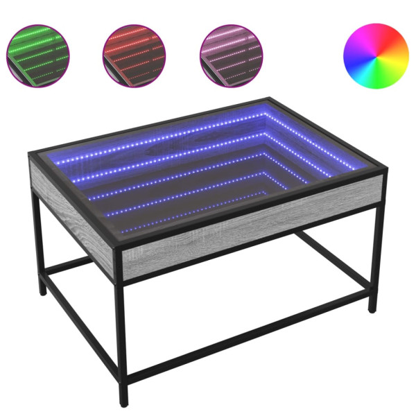 Stolik Kawowy Ława Stół Szary 70x50x41 Oświetlenie Led Do Salonu Do Pokoju, 4926292