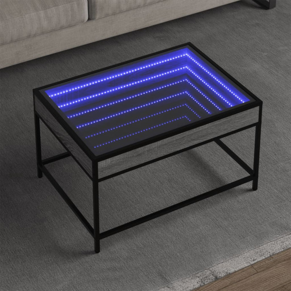 Stolik Kawowy Ława Stół Szary 70x50x41 Oświetlenie Led Do Salonu Do Pokoju, 4926293
