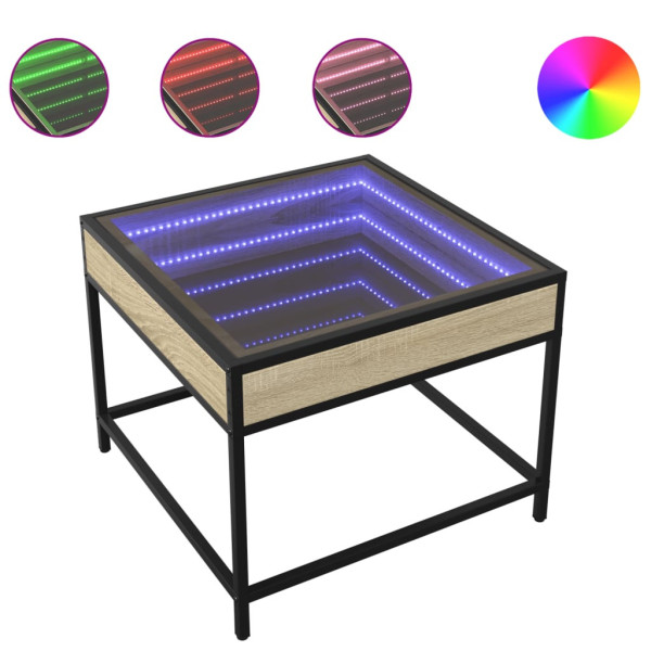 Stolik Kawowy Ława Stół Brązowy 50x50x41 Oświetlenie Led Do Salonu, 4926474