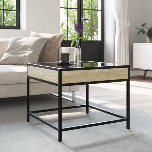 Stolik Kawowy Ława Stół Brązowy 50x50x41 Oświetlenie Led Do Salonu, 4926476