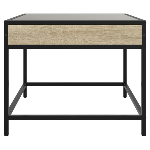 Stolik Kawowy Ława Stół Brązowy 70x50x41 Oświetlenie Led Do Salonu, 4926529