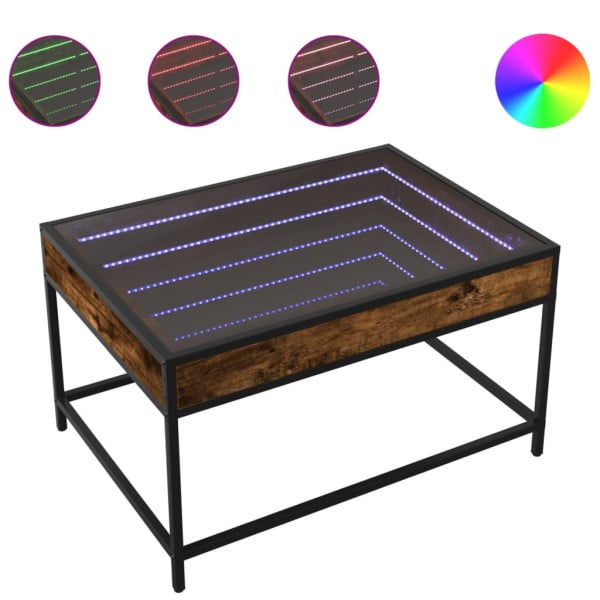 Stolik Kawowy Ława Stół Brązowy 70x50x41 Oświetlenie Led Do Salonu, 4926683