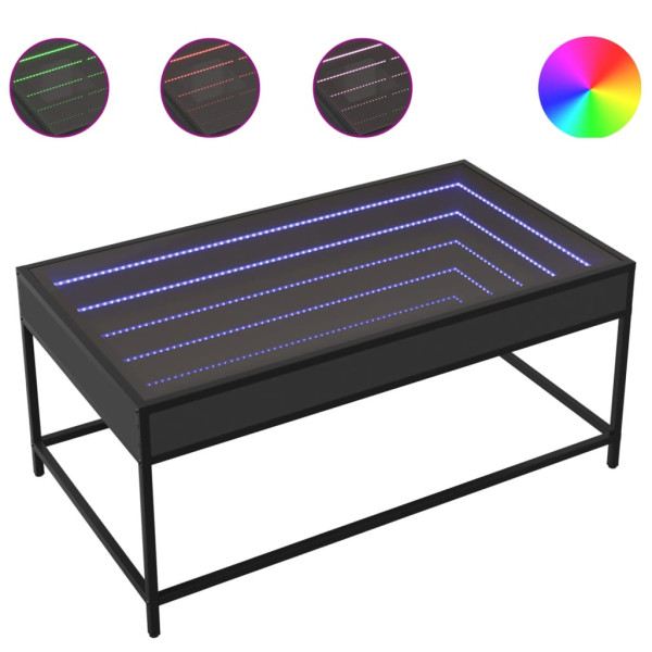 Stolik Kawowy Ława Stół Czarny 90x50x41 Oświetlenie Led Do Salonu Do Pokoju, 4927715
