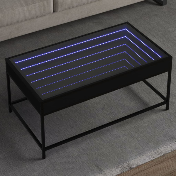 Stolik Kawowy Ława Stół Czarny 90x50x41 Oświetlenie Led Do Salonu Do Pokoju, 4927716