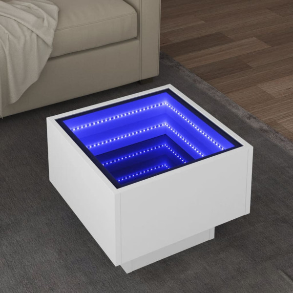 Stolik Kawowy Ława Stół Biały 40x40x30 Oświetlenie Led Do Salonu Do Pokoju, 4927951