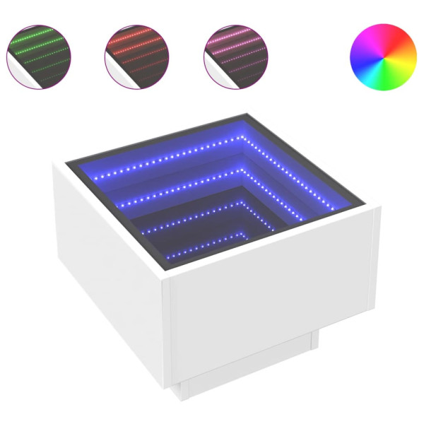 Stolik Kawowy Ława Stół Biały 40x40x30 Oświetlenie Led Do Salonu Do Pokoju, 4927952
