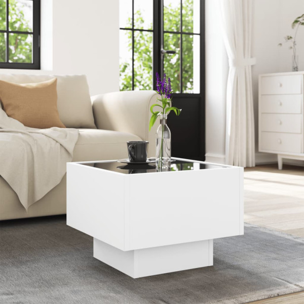 Stolik Kawowy Ława Stół Biały 40x40x30 Oświetlenie Led Do Salonu Do Pokoju, 4927953