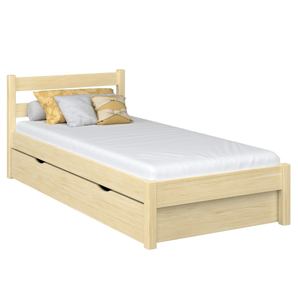 Drewniane łóżko pojedyncze z szufladą N01 90x200, 492851