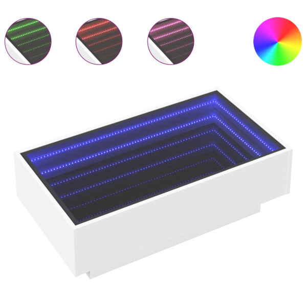 Stolik Kawowy Ława Stół Biały 90x50x30 Oświetlenie Led Do Salonu Do Pokoju, 4928962